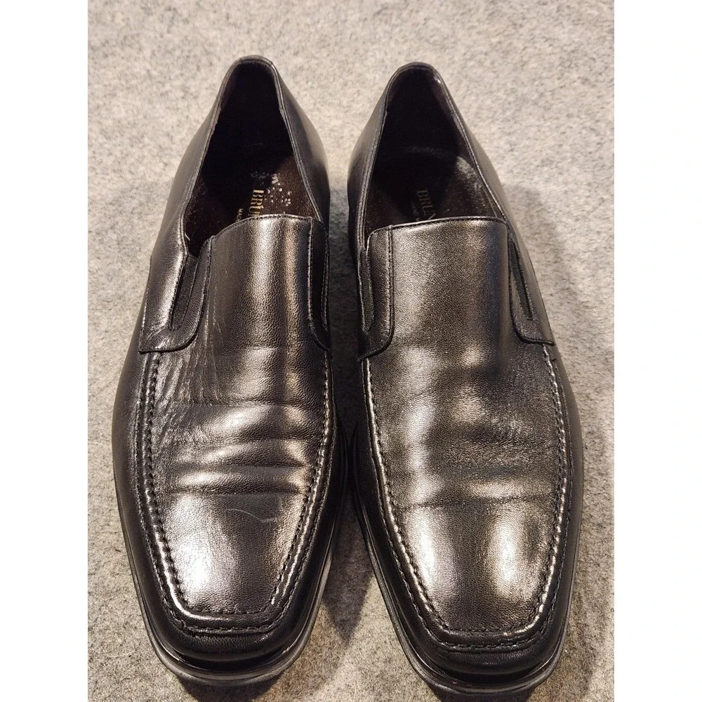 Bruno Magli Raging Shoes Mens Size 9.5 Black Leather Slip On Dress Oxford Italy